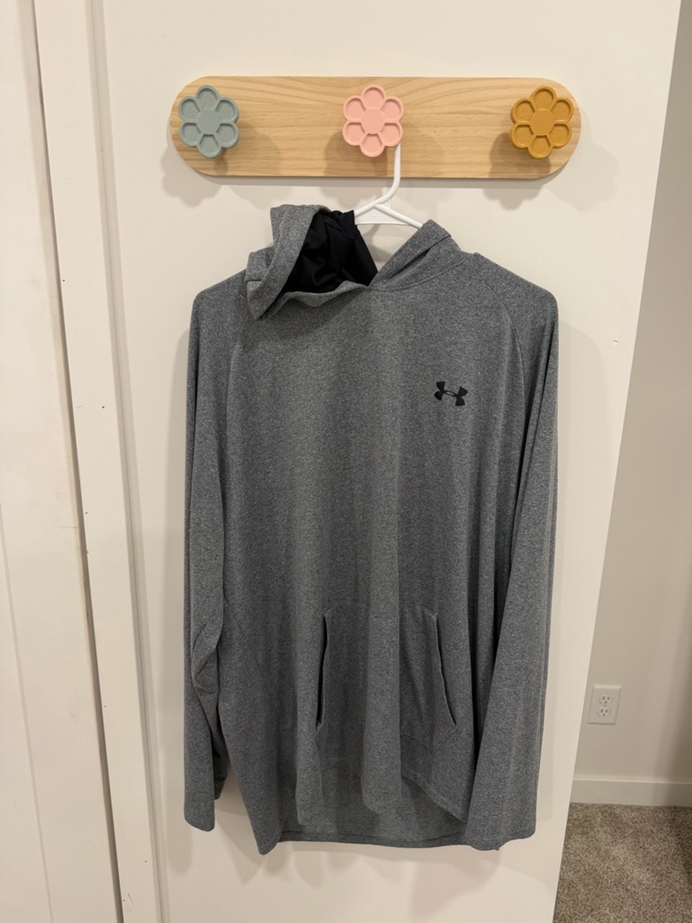 Under Armour Heather Gray Hooded HeatGear Pullover